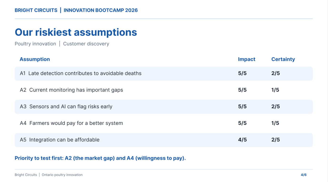 Riskiest assumptions canvas